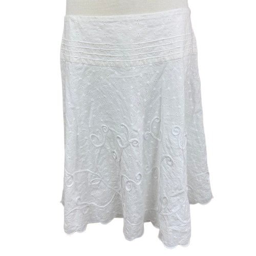 White 100% Cotton A-line Eyelet Skirt Size 14