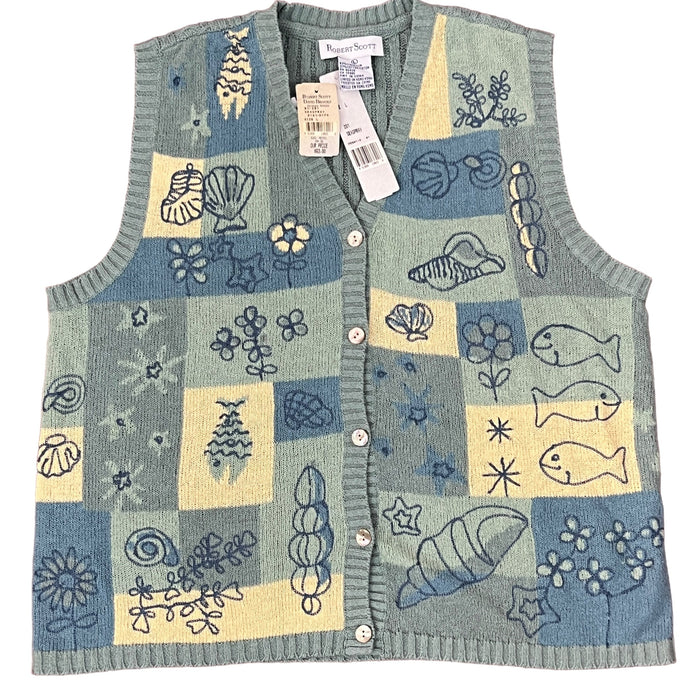Vintage Robert Scott Embroidered Sweater Vest Size Large