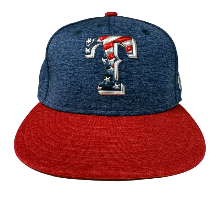 New Era Rangers Stars & Stripes Independence Day Fitted Hat Size 7 1/4 MLB