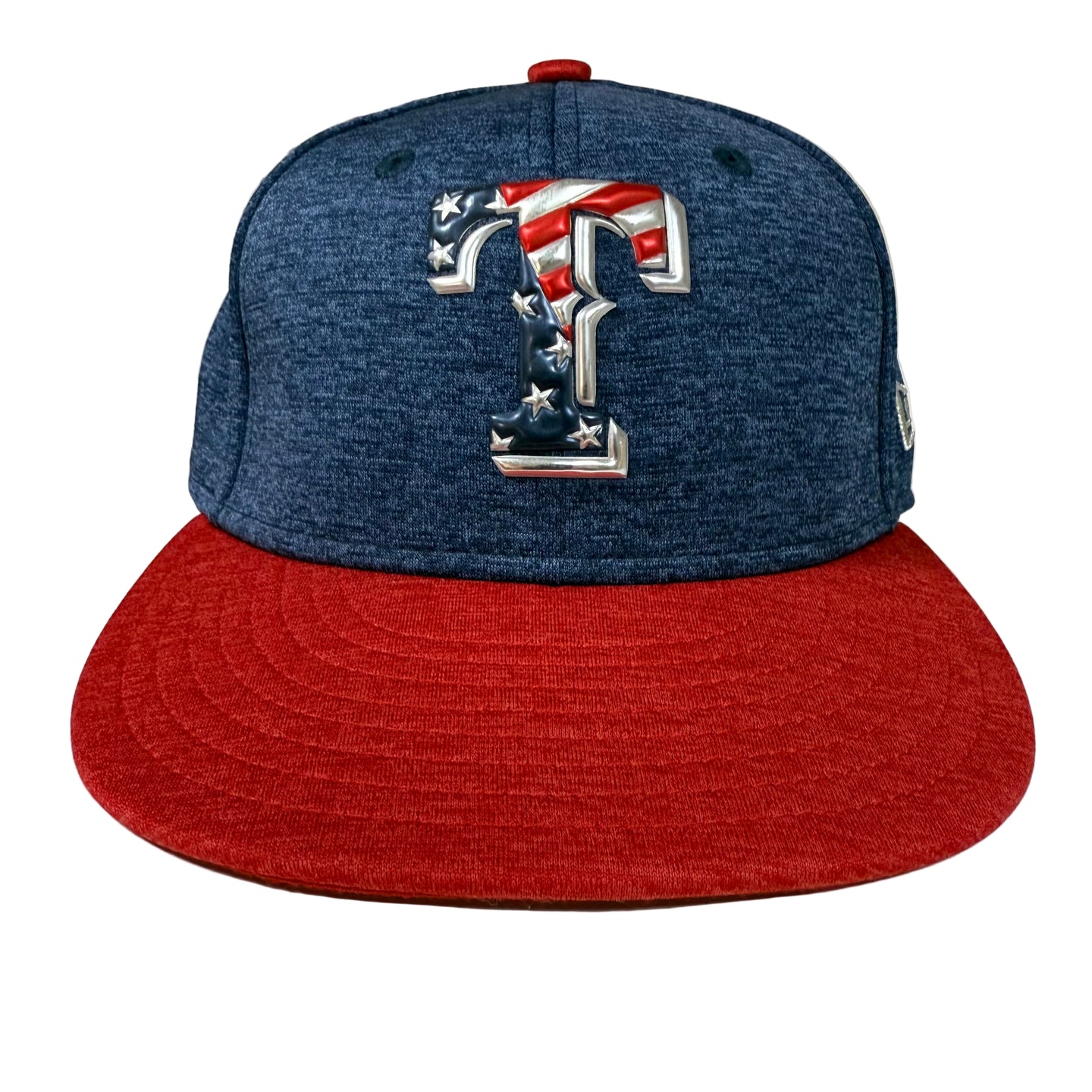 New Era Rangers Stars & Stripes Independence Day Fitted Hat Size 7 1/4 MLB