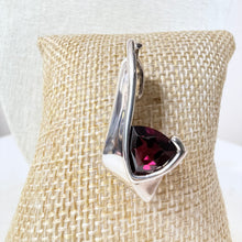 Load image into Gallery viewer, Vintage 925 Sterling Silver Modernist Pendant Trillion Cut Garnet Red Gemstone
