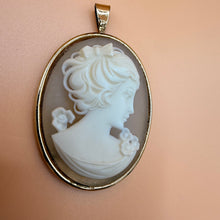 Load image into Gallery viewer, Vintage Cameo Pendant Gold Tone Bezel Floral Portrait
