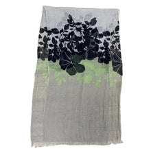 Load image into Gallery viewer, Vintage 90s 100% Linen Floral Scarf Wrap Lightweight Fringed
