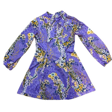 Load image into Gallery viewer, 60s Purple Mod Floral Mini Shift Dress Small
