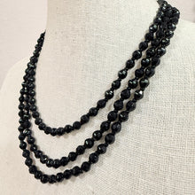 Load image into Gallery viewer, Vintage 1920s Art Deco 58" Black Faceted Glass Bead Flapper Strand Necklace
