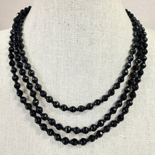 Load image into Gallery viewer, Vintage 1920s Art Deco 58" Black Faceted Glass Bead Flapper Strand Necklace
