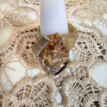 Load image into Gallery viewer, Vintage Signed Champagne Crystal Marquise Cocktail Statement Ring Size 8.5
