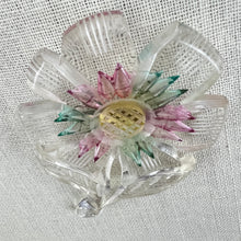 Load image into Gallery viewer, Vintage Acrylic Flower Power Brooch 3.5”
