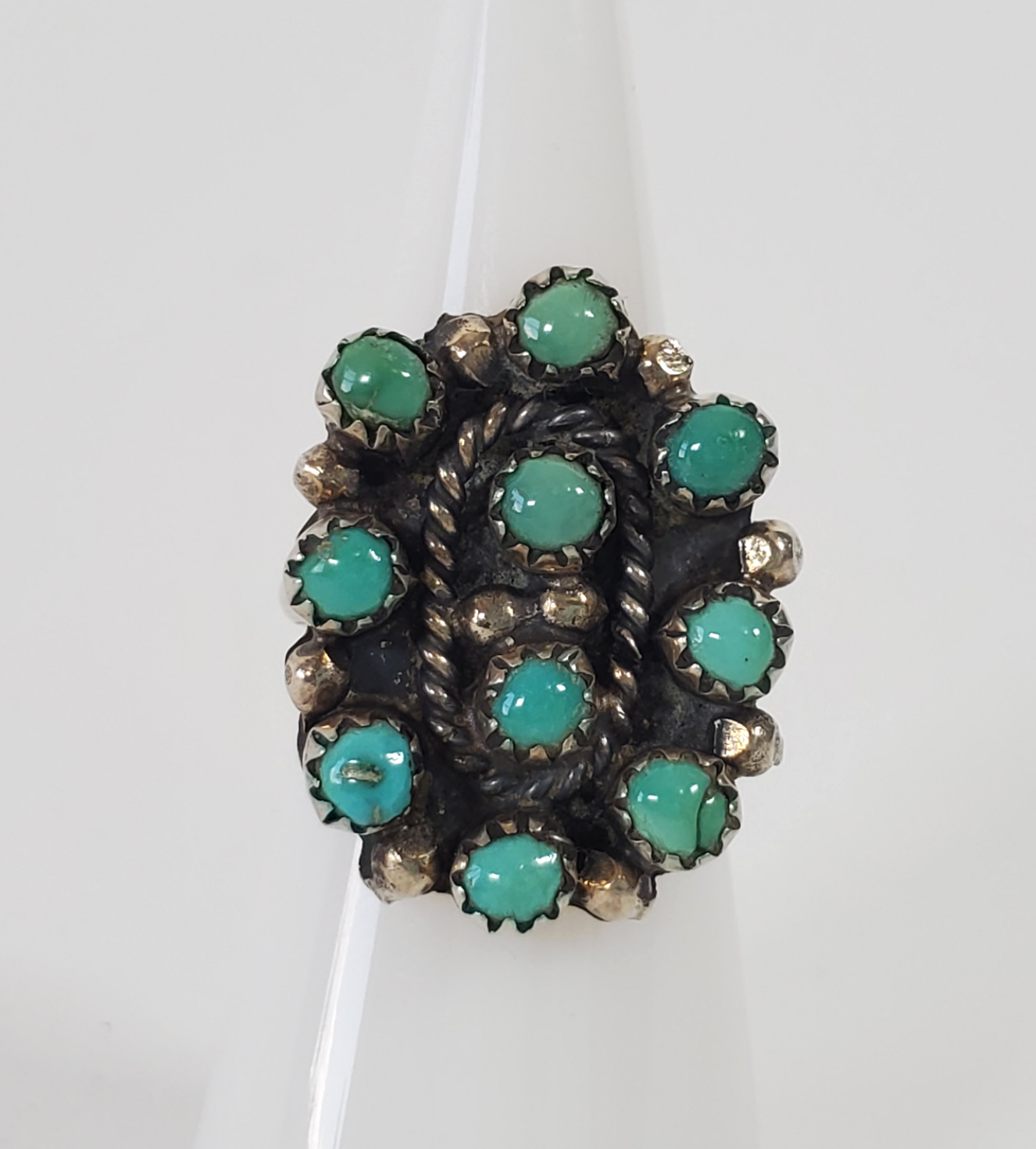 Vintage Sterling Silver Turquoise Snake Eye Ring - Size 5.5