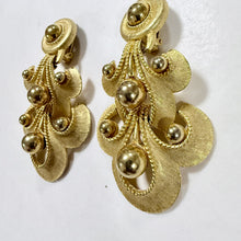 Load image into Gallery viewer, Vintage 80s 90s Chunky Gold Chandelier Clip On Statement Earrings Signed

