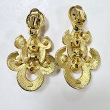Load image into Gallery viewer, Vintage 80s 90s Chunky Gold Chandelier Clip On Statement Earrings Signed
