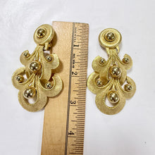 Load image into Gallery viewer, Vintage 80s 90s Chunky Gold Chandelier Clip On Statement Earrings Signed
