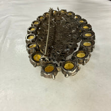 Load image into Gallery viewer, Antique Filigree Citrine Glass Sash Brooch

