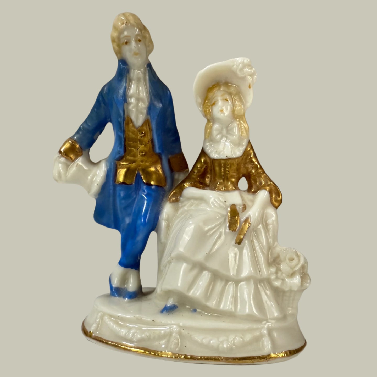 Vintage German Porcelain Figurine Courting Couple Rococo Style