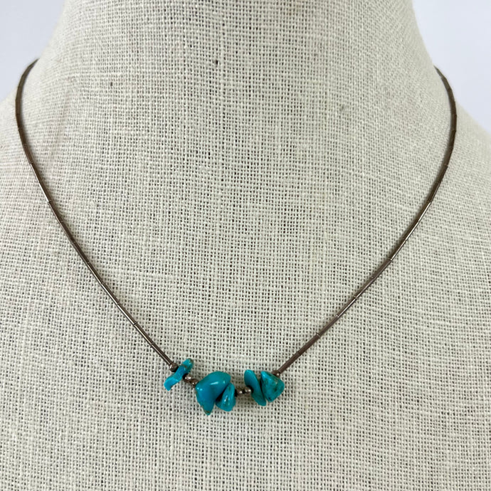 Vintage liquid silver turquoise necklace.
