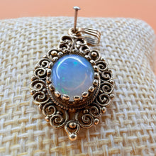 Load image into Gallery viewer, Vintage 13K Solid Gold Filigree Opal Pendant Victorian Revival
