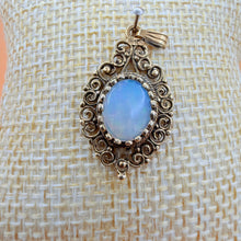 Load image into Gallery viewer, Vintage 13K Solid Gold Filigree Opal Pendant Victorian Revival
