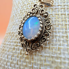Load image into Gallery viewer, Vintage 13K Solid Gold Filigree Opal Pendant Victorian Revival
