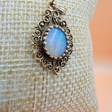 Load image into Gallery viewer, Vintage 13K Solid Gold Filigree Opal Pendant Victorian Revival
