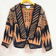 Load image into Gallery viewer, Vintage 90s Oversized Geometric Tapestry Cardigan Sweater Size S/M
