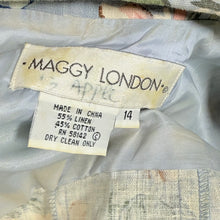 Load image into Gallery viewer, 90s Short Sleeve Linen Cotton Floral Belted Dress Size 14
