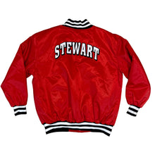 Load image into Gallery viewer, VTG Late 90s/Y2K Era NASCAR Stewart #14 Red Satin Bomber Jacket Size L

