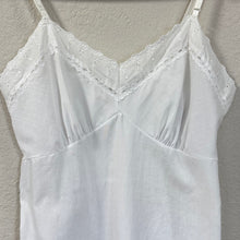 Load image into Gallery viewer, Vintage White Eyelet Lace Trim Full  Cotton Slip Size 36 Medium
