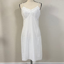 Load image into Gallery viewer, Vintage White Eyelet Lace Trim Full  Cotton Slip Size 36 Medium
