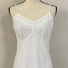 Load image into Gallery viewer, Vintage White Eyelet Lace Trim Full  Cotton Slip Size 36 Medium
