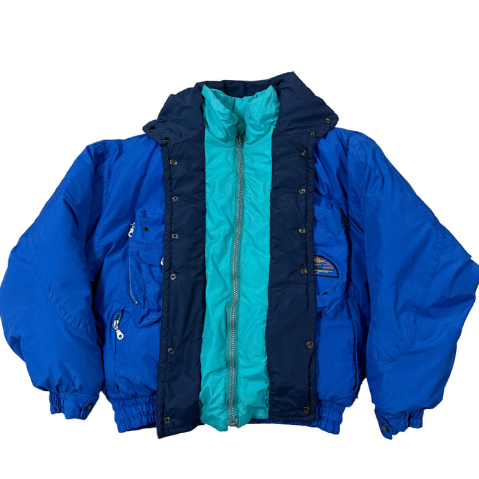 VTG 100 Cotton Goose Down Color Block Ski Jacket Medium
