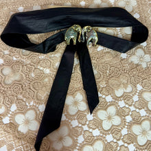 Load image into Gallery viewer, Vintage Black Leather Cinch Belt with Elephants Clasp Buckle M/L
