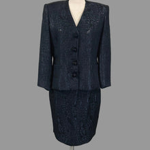 Load image into Gallery viewer, Vintage Black Metallic Brocade Skirt Suit Size Medium 8/10
