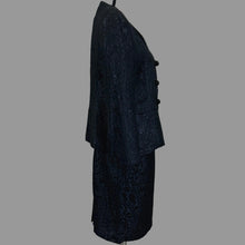 Load image into Gallery viewer, Vintage Black Metallic Brocade Skirt Suit Size Medium 8/10

