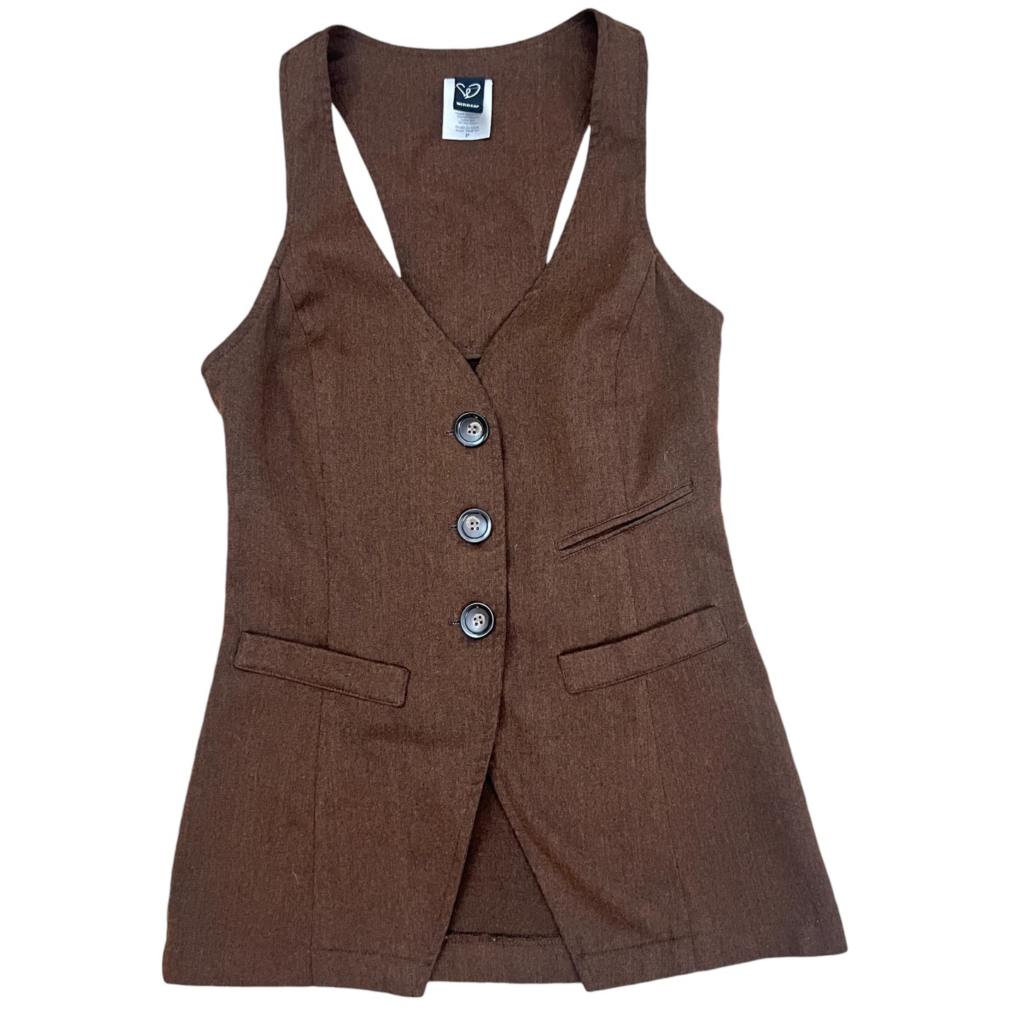 Cute Dressy Brown Three Button Vintage Vest Size XXS Petite