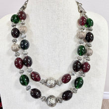 Load image into Gallery viewer, Vintage Double Strand Glass Bead Statement Necklace
