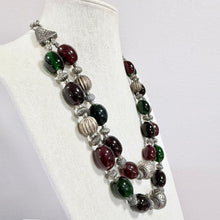 Load image into Gallery viewer, Vintage Double Strand Glass Bead Statement Necklace
