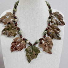 Load image into Gallery viewer, Carved Genuine Jasper &amp; Agate Leaf Statement Necklace Joan Rivers
