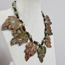 Load image into Gallery viewer, Carved Genuine Jasper &amp; Agate Leaf Statement Necklace Joan Rivers
