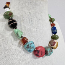 Load image into Gallery viewer, Vintage Mixed Stone Pearl &amp; Tested 800 Silver Bead Necklace 16.5"
