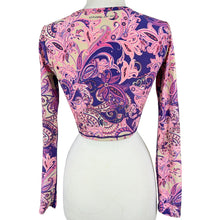 Load image into Gallery viewer, O'Neill Purple Paisley Cropped Long Sleeve Rash Guard Size Small
