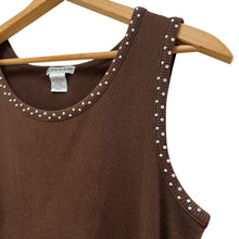 Load image into Gallery viewer, Y2K Brown Scoop Neck Rhinestone Studded Tank Top Size L

