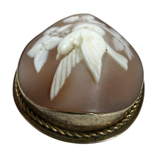 Load image into Gallery viewer, Vintage Hand Carved Shell Cameo Brooch Pin Bird Nesting

