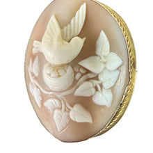Load image into Gallery viewer, Vintage Hand Carved Shell Cameo Brooch Pin Bird Nesting
