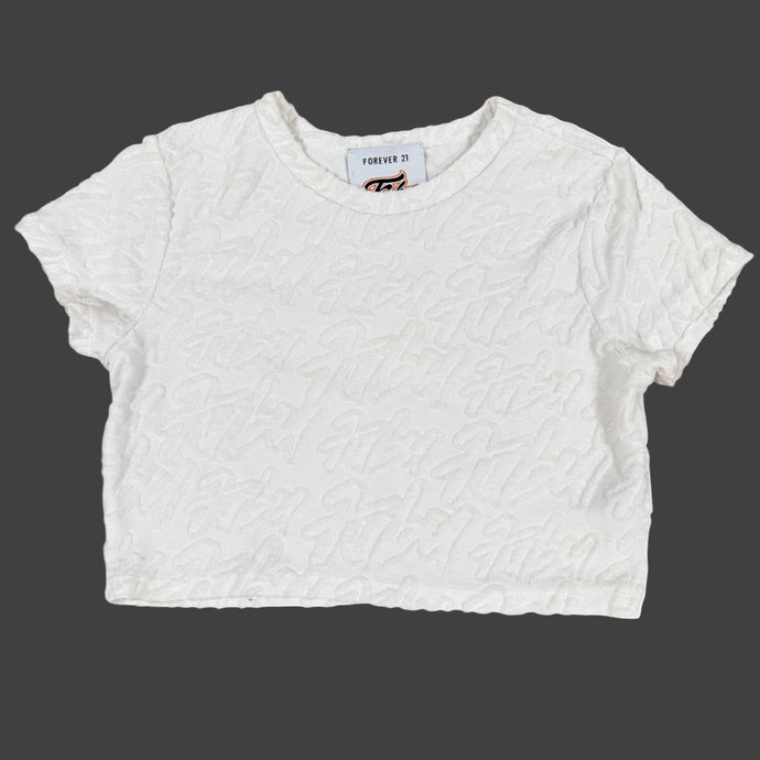 Y2K FUBU White Crop Top Baby Tee Size Medium