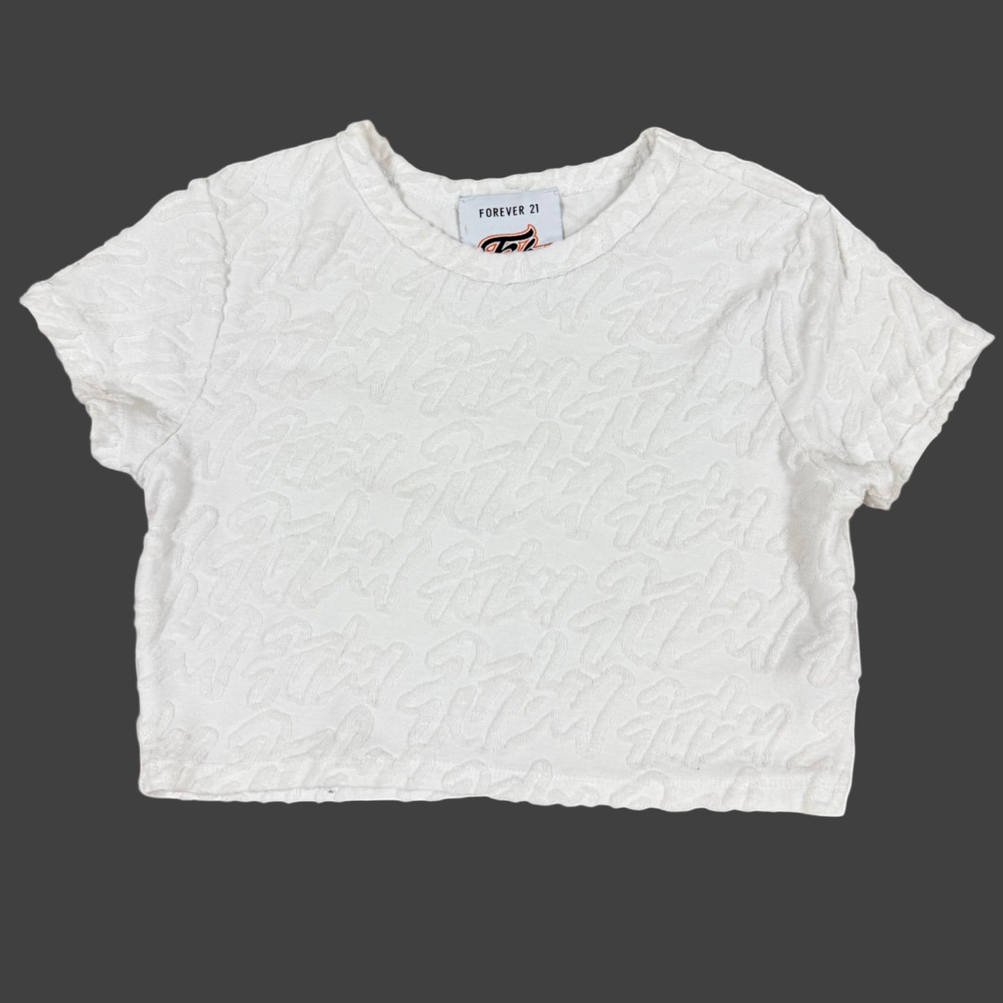 Y2K FUBU White Crop Top Baby Tee Size Medium