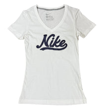 Load image into Gallery viewer, White Nike Logo V Neck T-Shirt Size Small 100% Cotton
