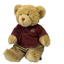 Load image into Gallery viewer, Build A Bear Teddy ~ 14” Wearing Khaki Shorts with Striped Polo
