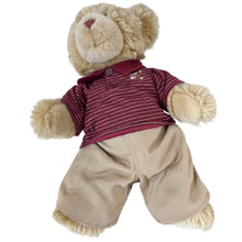 Load image into Gallery viewer, Build A Bear Teddy ~ 14” Wearing Khaki Shorts with Striped Polo
