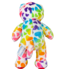Load image into Gallery viewer, 2018 White Build A Bear BAB 16&quot; Rainbow Hearts White Fur Stuffed Plush Animal

