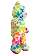 Load image into Gallery viewer, 2018 White Build A Bear BAB 16&quot; Rainbow Hearts White Fur Stuffed Plush Animal
